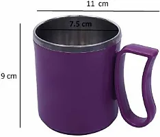 Tip Top Unbreakable Tea and Coffee Plastic Milk Mug with Inside Steel, Multi-Colour | Set of 2 |-thumb2