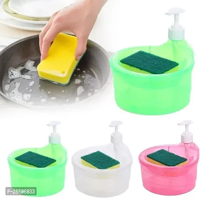 Big Size Double Layer 2 in 1 Liquid soap Dispenser with Pump and Sponge - GREEN-thumb2