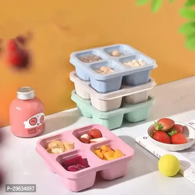 Reusable 4-Compartment Snack Containers for Kids and Adults-thumb0