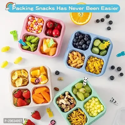 Reusable 4-Compartment Snack Containers for Kids and Adults-thumb2