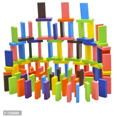 Tormeaw 120 pcs 12 Color Wooden Blocks Set, Dominos Kids Game Educational Play Toy-thumb0