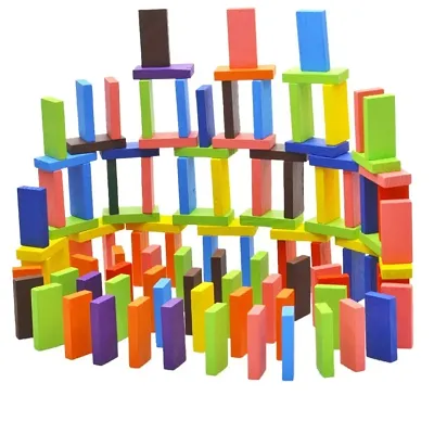 Tormeaw 120 pcs 12 Color Wooden Blocks Set, Dominos Kids Game Educational Play Toy