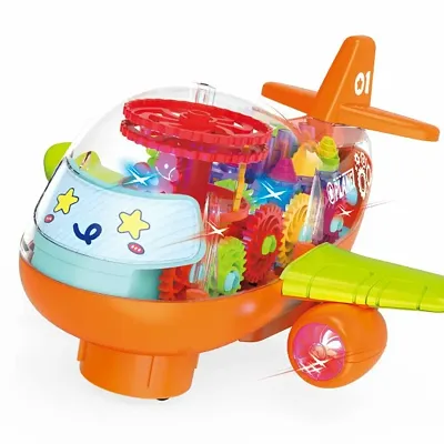 Tormeaw  Plastic Transparent Gear Plane Toy Multicolor