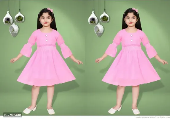 Elegant Rayon Solid Frocks For Girls- 2 Pieces