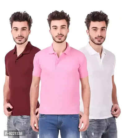 KEOTI Poly Cotton Polo Collar  Plain Comfort Fit T-Shirt for Mens - Pack of 3