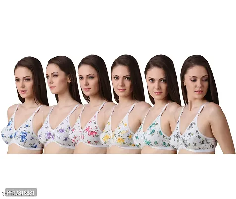 KEOTI Women's Regular Wear Printed Cotton Bra - Pack Of 6