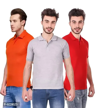 KEOTI Poly Cotton Polo Collar  Plain Comfort Fit T-Shirt for Mens - Pack of 3-thumb0