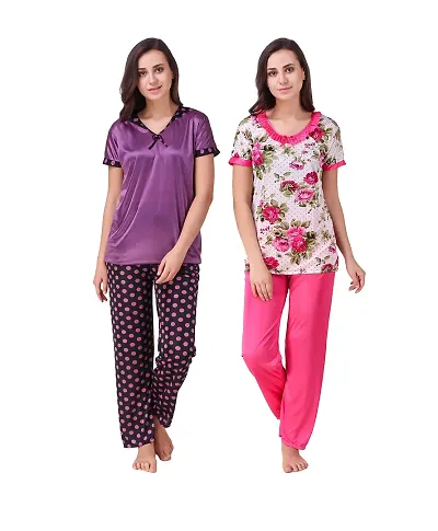 KEOTI Satin Night Suit Set/Nighty Set - Pack of 2