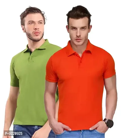 KEOTI Poly Cotton Polo Collar  Plain Comfort Fit T-Shirt for Mens - Pack of 2