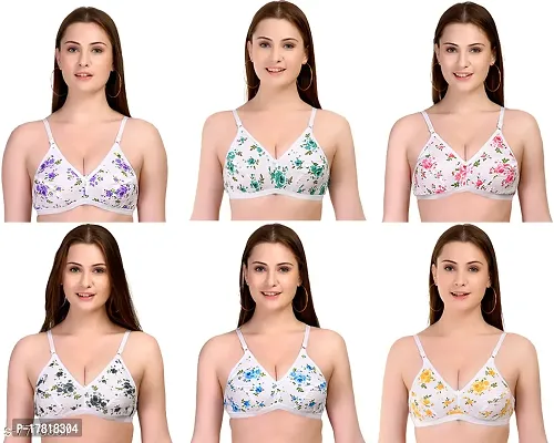 KEOTI Women's Regular Wear Printed Cotton Bra - Pack Of 6