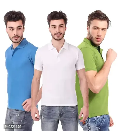 KEOTI Polycotton Polo Neck T-Shirt for Men - Pack of 3