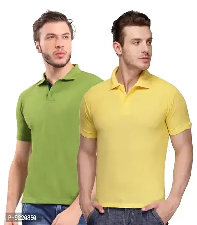 KEOTI Poly Cotton Polo Collar  Plain Comfort Fit T-Shirt for Mens - Pack of 2-thumb0