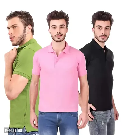 KEOTI Poly Cotton Polo Collar  Plain Comfort Fit T-Shirt for Mens - Pack of 3