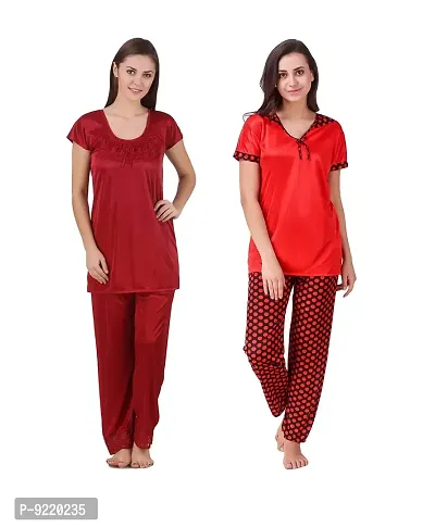 KEOTI Satin Night Suit Set/Nighty Set - Pack of 2