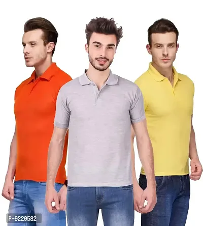 KEOTI Poly Cotton Polo Collar  Plain Comfort Fit T-Shirt for Mens - Pack of 3