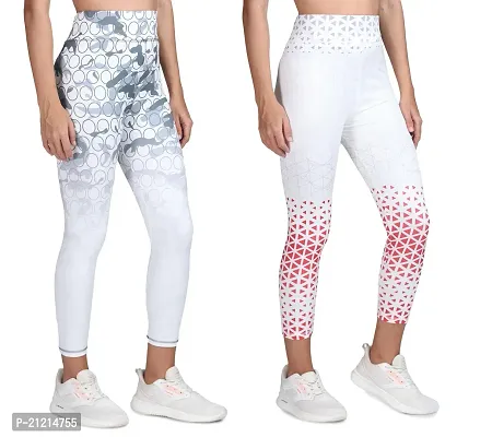 Keoti Present Gym  Sports Wear Ankle Length Jeggings - Workout Tights - Stretchable Printed Jeggings - Yoga Track Pants for Girls  Women - Pack of 2
