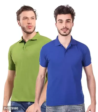 KEOTI Poly Cotton Polo Collar  Plain Comfort Fit T-Shirt for Mens - Pack of 2