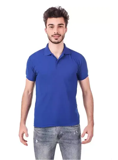 KEOTI Poly Cotton Polo Collar & Plain Comfort Fit T-Shirt for Mens