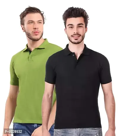 KEOTI Poly Cotton Polo Collar  Plain Comfort Fit T-Shirt for Mens - Pack of 2