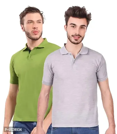 KEOTI Poly Cotton Polo Collar  Plain Comfort Fit T-Shirt for Mens - Pack of 2