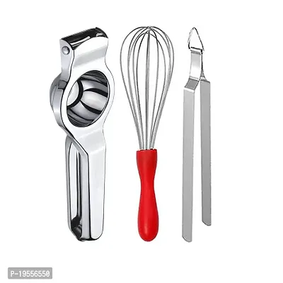 DreamBasket Stainless Steel Lemon Squeezer  Egg Whisk/Beater  Roti Chimta for Kitchen Tool Set