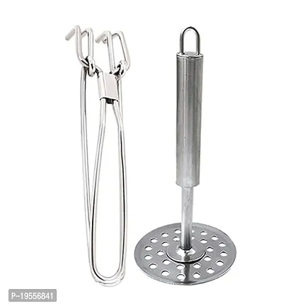 DreamBasket Stainless Steel Pakkad/Utility Tong  Potato Masher/Vegetable Masher for Kitchen