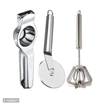 DreamBasket Stainless Steel Lemon Squeezer  Pizza Cutter  Mathani for kitchen Tool Set