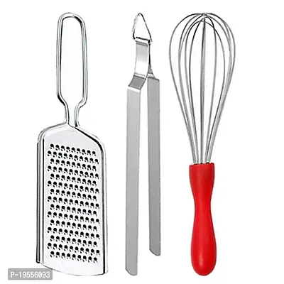 DreamBasket Stainless Steel Cheese Grater  Roti Chimta  Egg Whisk for Kitchen Tool-thumb0