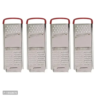 DreamBasket Stainless Steel Potato Chipser/Cheese Grater/Coconut Grater for Kitchen (Pack of 4)