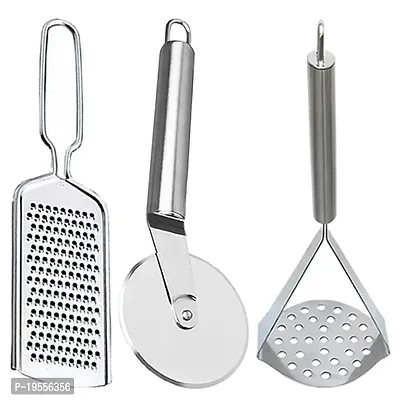 DreamBasket Stainless Steel Cheese Grater  Pizza Cutter  Potato Masher for Kitchen Tool-thumb0