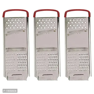 DreamBasket Stainless Steel Potato Chipser/Cheese Grater/Coconut Grater for Kitchen (Pack of 3)