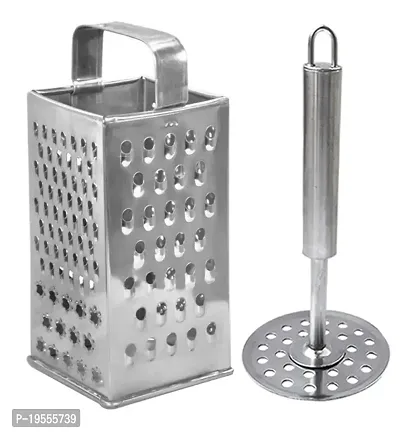 DreamBasket Stainless Steel Potato Masher/Vegetable Masher  8 in 1 Grater/Slicer for Kitchen Tool Set