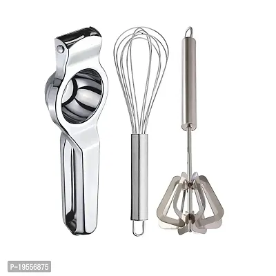 DreamBasket Stainless Steel Lemon Squeezer/Hand Juicer  Egg Whisk/Beater  Mathani for Kitchen Tool Set