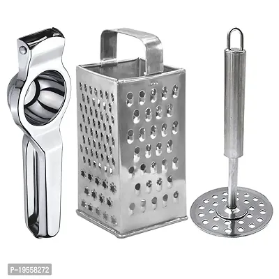 DreamBasket Stainless Steel Lemon Squeezer  8 in 1 Grater  Potato Masher for Kitchen Tool Set