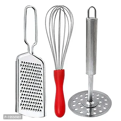 DreamBasket Stainless Steel Cheese Grater  Potato Masher  Egg Whisk for Kitchen Tool