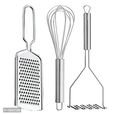 DreamBasket Stainless Steel Potato Masher  Cheese Grater  Egg Whisk for Kitchen Tool