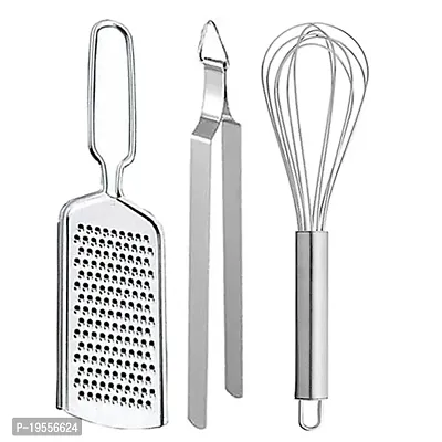 DreamBasket Stainless Steel Cheese Grater  Roti Chimta  Egg Whisk for Kitchen-thumb0