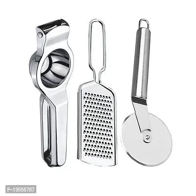 DreamBasket Stainless Steel Lemon Squeezer  Cheese Grater  Pizza Cutter for Kitchen Tool