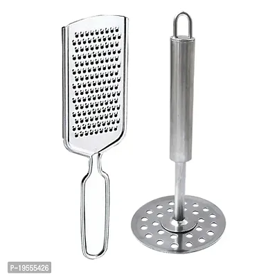 DreamBasket Stainless Steel Cheese Grater/Coconut Grater  Potato Masher/Pav Bhaji Masher for Kitchen Tool Set-thumb0