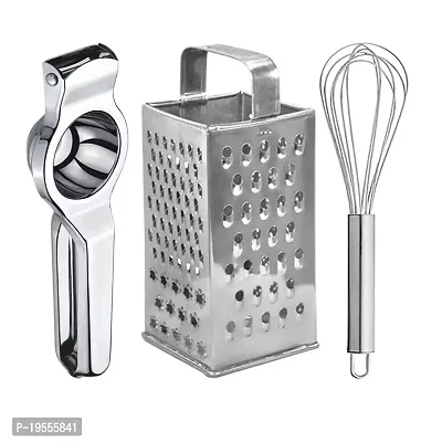 DreamBasket Stainless Steel Lemon Squeezer  8 in 1 Grater/Slicer  Egg Whisk/Beater for Kitchen Tool Set