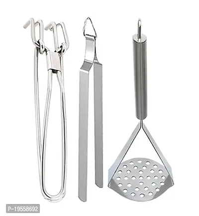 DreamBasket Stainless Steel Pakkad/Utility Tong  Roti Chimta  Potato Masher/Vegetable Masher for Kitchen