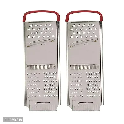 DreamBasket Stainless Steel Potato Chipser/Cheese Grater/Coconut Grater for Kitchen (Pack of 2)