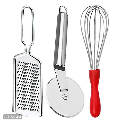 DreamBasket Stainless Steel Cheese Grater  Pizza Cutter  Egg Whisk for Kitchen Tool-thumb0