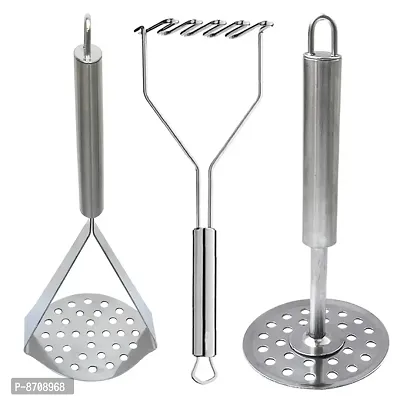 Stainless Steel Potato Masher / Pav Bhaji Masher (Pack of 3) for Kitchen Tool Set-thumb0