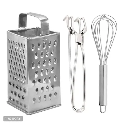 Classy Stainless Steel 8 in 1 Grater  Tong  Egg Whisk-thumb0