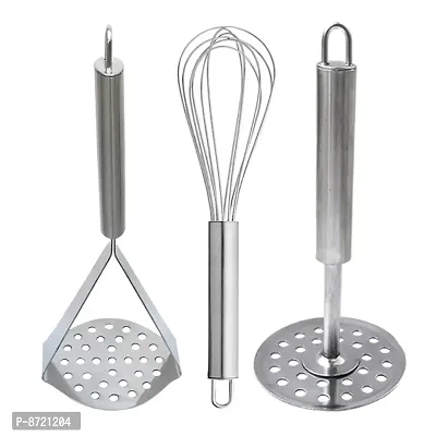 Dream Basket Stainless Steel Egg Whisk / Egg Beater  (Pack of 2) Potato Masher / Pav Bhaji Masher for Kitchen Tool Set-thumb0