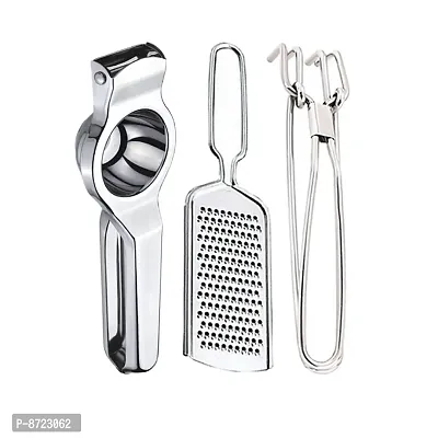 DreamBasket Stainless Steel Lemon Squeezer / Hand Juicer  Cheese Grater / Coconut Grater  Pakkad / Utility Tong for Kitchen Tool Set-thumb0