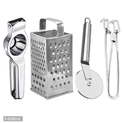 DreamBasket Stainless Steel Lemon Squeezer  8 in 1 Grater/Slicer  Pizza Cutter  Pakkad for Kitchen Tool Set-thumb0