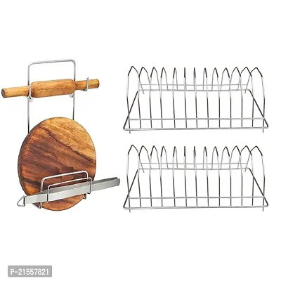 DreamBasket Stainless Steel Chakla Belan Stand  Plate Stand (Pack of 2) for Kitchen-thumb0