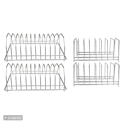 DreamBasket Stainless Steel Plate Stand/Dish Rack (Pack of 4) for Kitchen